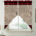 thumbnail image 2 of Christmas Red Black Plaid Swag Valances for Windows, Kitchen Window Curtains Over Sink, Vintage Xmas Tree Birds on Branch Window Treatment Curtains for Living Room/Bedroom 2 Panel Sets 36"x45", 2 of 8