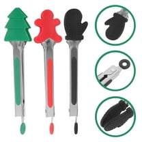 Uonlytech Silicone Stainless Steel Christmas Food Tongs Assorted Color for Kitchen Use and Air Fryer