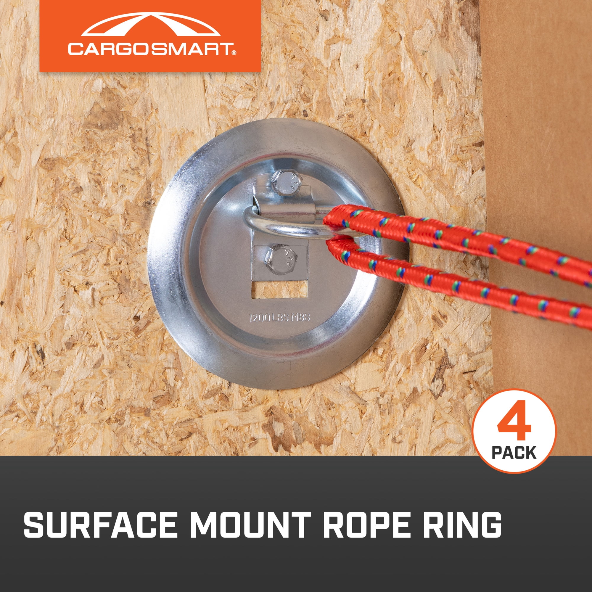 CargoSmart Surface Mount Light-Duty D-Ring, 4-Pack