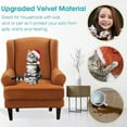 thumbnail image 6 of Eurhowing 1-Pack Wingback Chair Slipcovers with Cushion Cover, Stretch Velvet Soft Armchair Covers, Wingback Chair Furniture Protector, Orange, 6 of 10