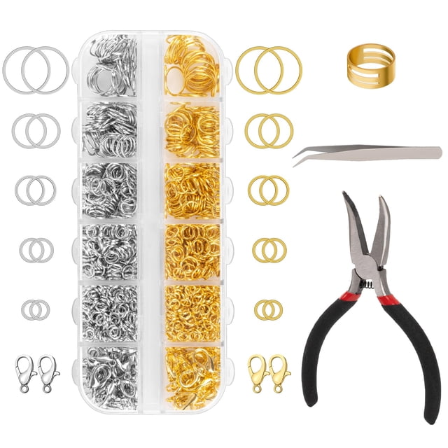 Juego de anillos para saltar Amrules, 1200 unidades, con herramientas para hacer joyas