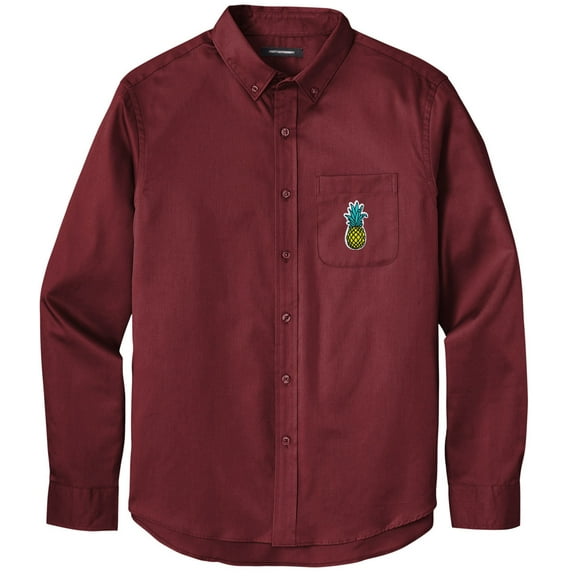 Men's PINEAPPLE PATCH Twill Shirt with Pocket, 2XL Burgundy