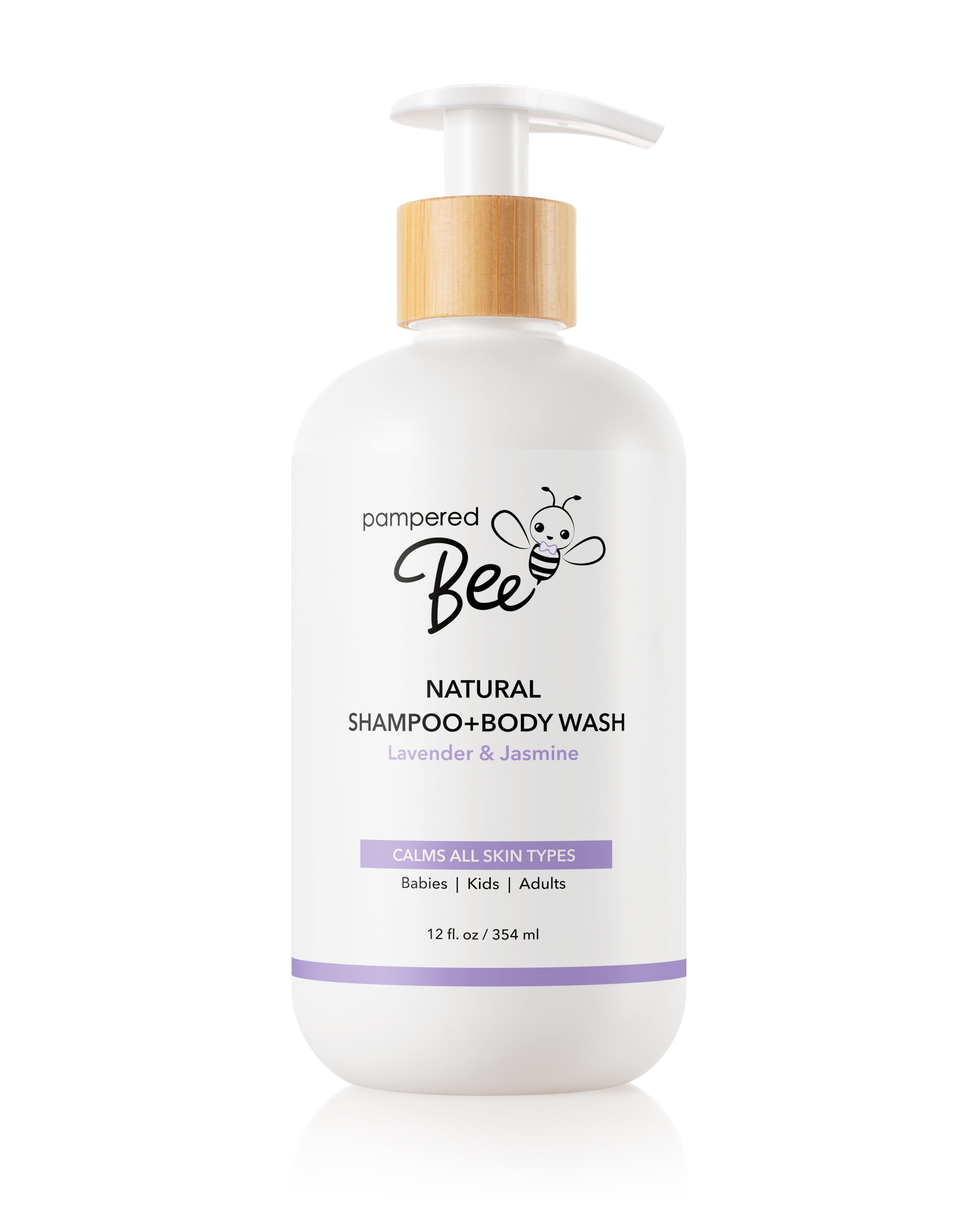 (6 pack) Pampered Bee 2-in-1 Natural Shampoo and Body Wash - Lavender & Jasmine, 12 fl oz