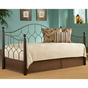 Bianca Complete Metal Daybed with Euro Top Spring Support Frame and Arched Back Panel, Hammered Pewter Finish, Twin