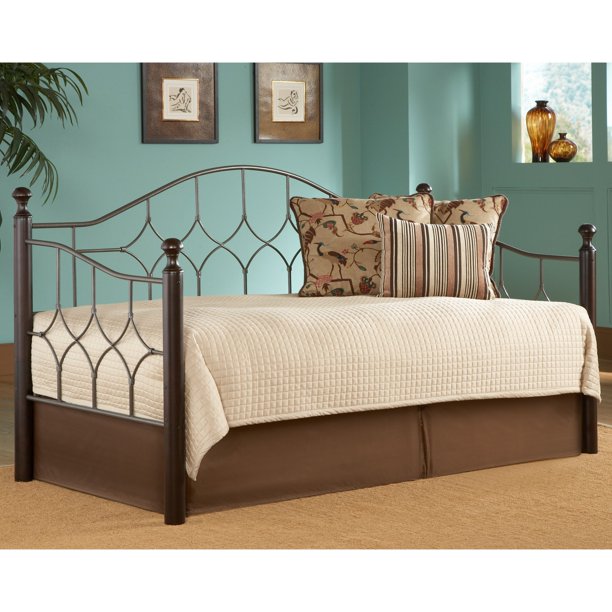 Bianca Complete Metal Daybed With Euro Top Spring Support Frame And Pop Up Trundle Bed Hammered Pewter Finish Twin Com Bianca Complete Metal Daybed With Euro, Trundle Bed Pop Up To Queen