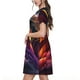 thumbnail image 2 of Easygdp Colorful Abstract Wave Motion para Vestido Transpirable de Mujer, Vestido Suelto de Manga Corta con Pliegues y Bolsillos para el Verano, 2 of 6