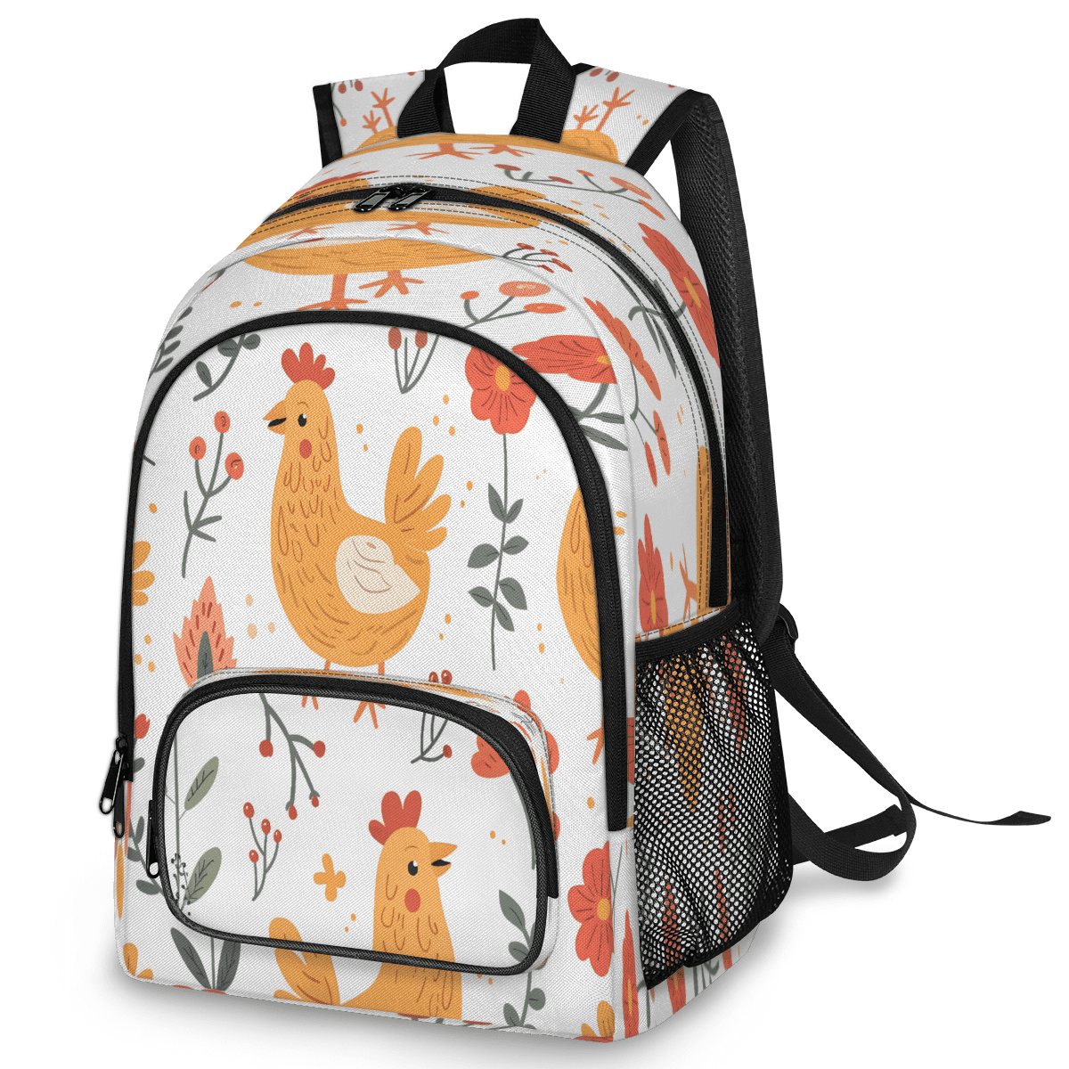 Herdesigns Farmhouse Rooster Chickens Laptop Backpack for Women Men, 18.3 Inch Large Computer Backpacks Fashion Teacher Nurse Bag Casual Daypack for Work Travel