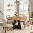 thumbnail image 5 of Fnova 47" Coffee Table, Round Dining Table for 4 People, Modern Farmhouse Wooden Kitchen Table, Living Room, Black Brown (Chairs Not Included), 5 of 20