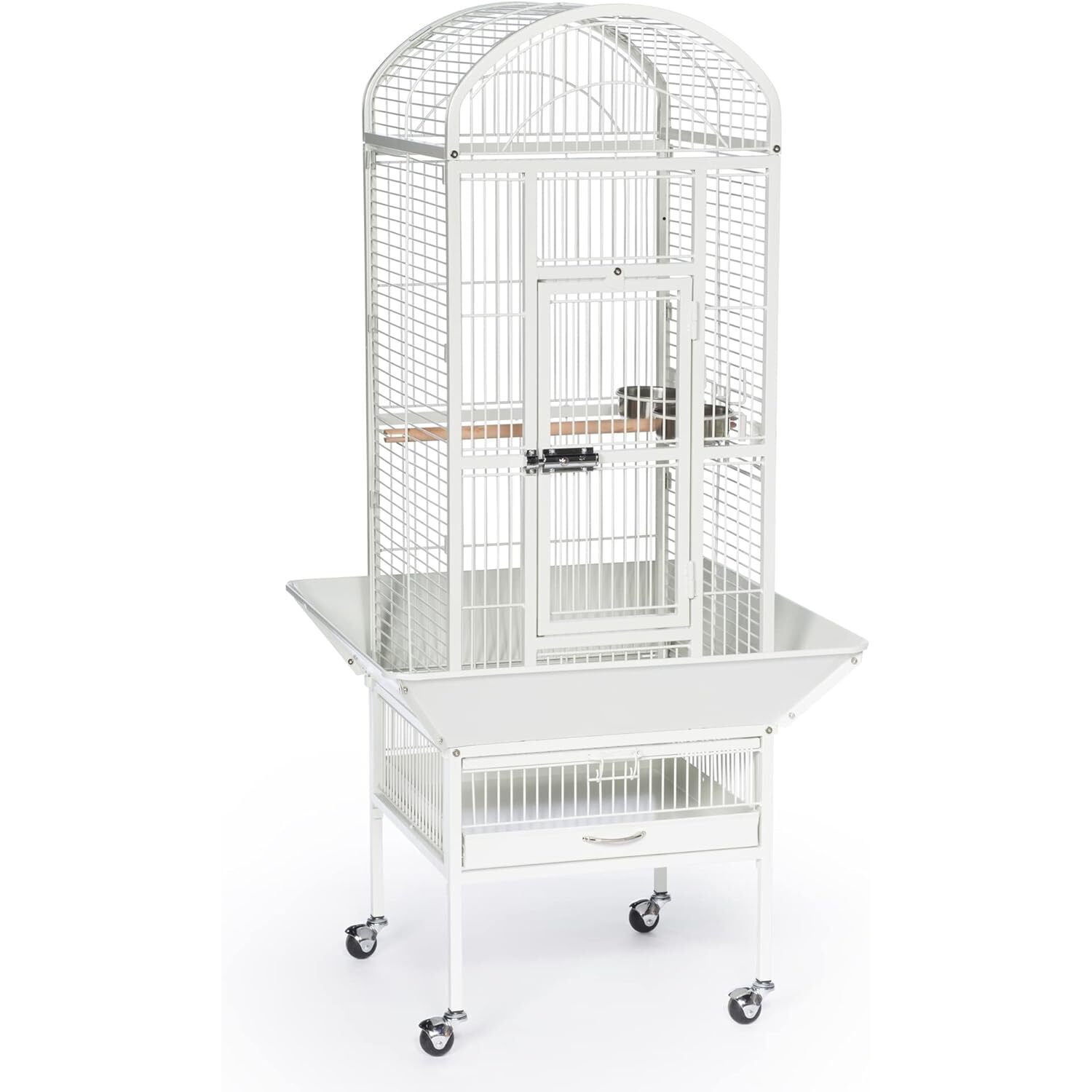 HomeStock Nordic Haven Dome Top Cage with Sleek Nordic Design, Durable Construction, Spacious Interior, and Dome Top for Easy Access-Color:Chalk White,Size:18"L x 18"W x 54.63"H