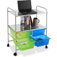 thumbnail image 5 of CRXX Rolling Storage Cart w/ 4 Drawers 2 Shelves Metal Rack Shelf Home Office School Beauty Salon Utility Organizer Cart with Wheels (Blue & Green), 5 of 10
