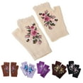 thumbnail image 6 of Women Winter Crochet Knitted Fingerless Gloves Sweet Colorful Floral Bee Embroidery Thumbhole Texting Mittens Arm Warmer, 6 of 21