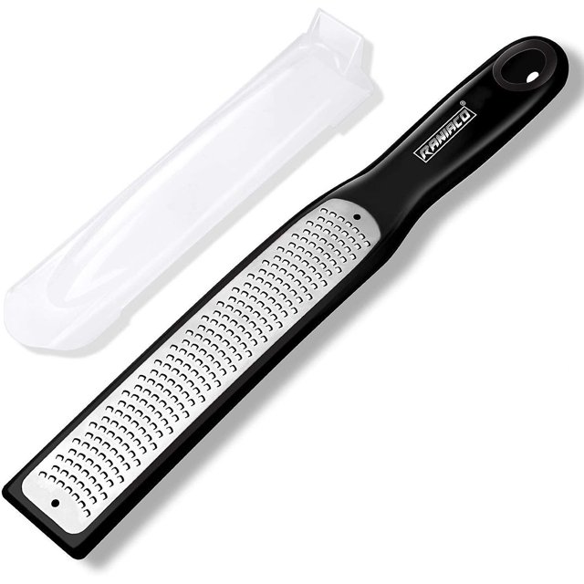 Lemon Zester Stainless Steel Coconut Cheese Grater Citrus Zester Sharp Blade and Protective Cover Grater Kitchen Container (Black)