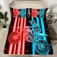 thumbnail image 2 of Feelyou Dirt Bike Bed Sheets for Boys, Motocross Extreme Sport King Sheets, Blue Red Stripe Sheet Set, Kids Children Bedroom Decor, 2 of 7