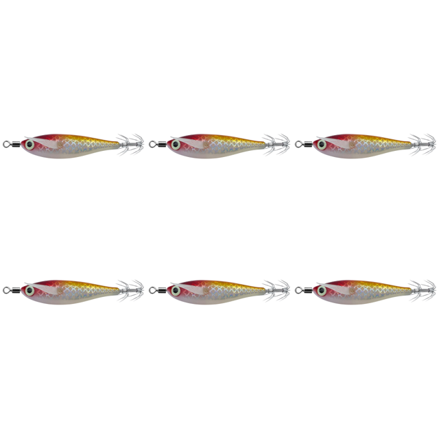 El anzuelo luminoso de pesca para calamar brilla en la oscuridad, cebo de calamar para la noche (), rojo y naranja