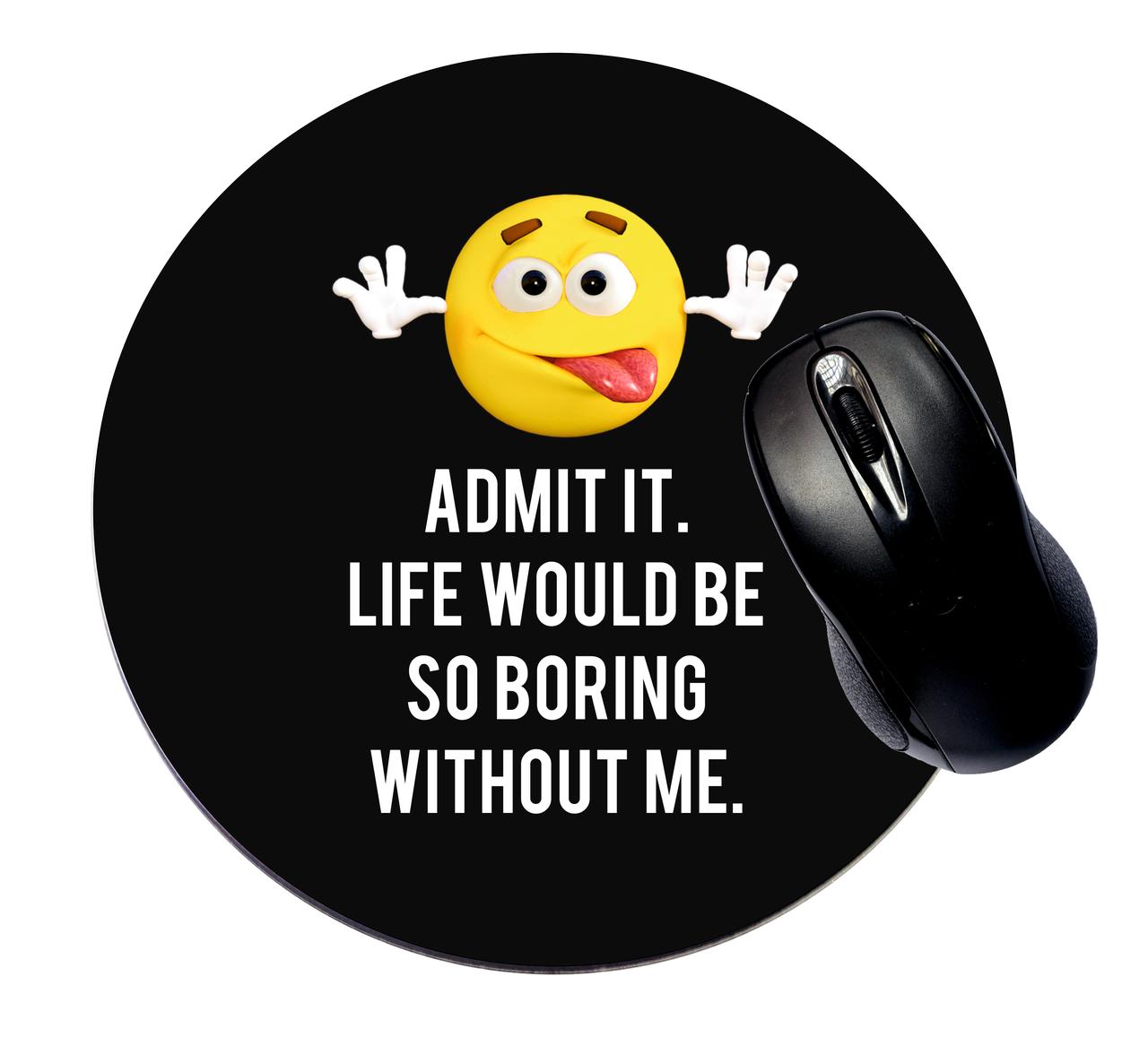 Mouse Mat Pad Mousepad Cute Desk Round Circle Mousemat Yellow Emoji