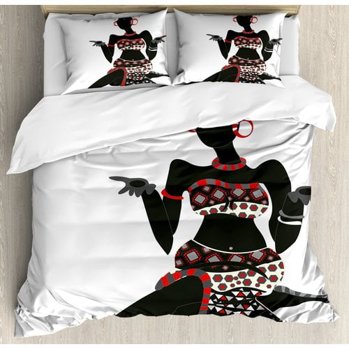 Ambesonne African Local Lady In Indigenous Ethnic Patterned Dress