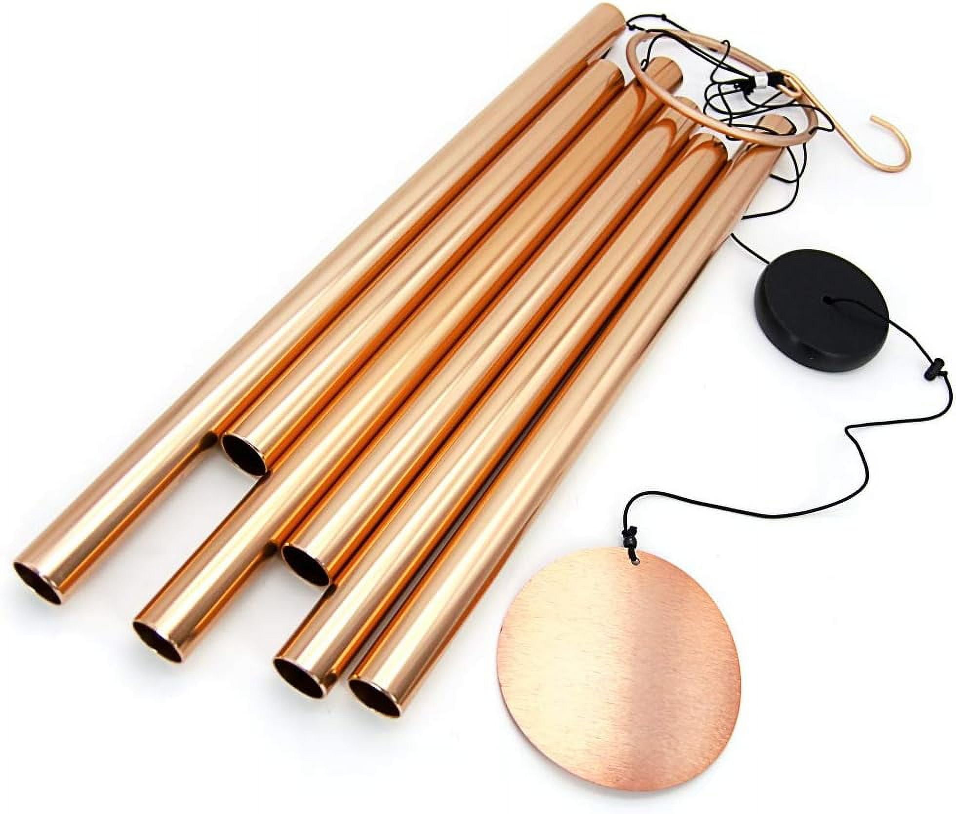 Premium 36-Inch Deep Tone Wind Chimes with 6 Metal Tubes - Elegant Memorial Chime for Mom, for Housewarming and Christmas Rose Gold