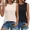 Beige+Black, variant on 2 Pack Womens Tank Tops 2025 Loose Fit Casual V Neck Shirts Flowy Sleeveless Summer Tops
