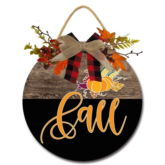 Eveokoki 11" Fall Wooden Door Sign, Welcome Front Door Plaque Hanger Home Decoration for Farmhouse Office Coffee Shop,Hanging Sign Board with Hanging String for Home Decor