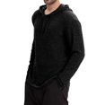 thumbnail image 2 of Mens Hoodies Pullover Oversized Cotton Fashion Waffle Knit Long Sleeve Lightweight Hooded Sweatshirt for Men (Black M), 2 of 5