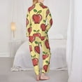 thumbnail image 5 of Disketp Pajamas Set Long Sleeve Sleepwear Womens Button Down Nightwear Pj Sets-Apple, 5 of 9