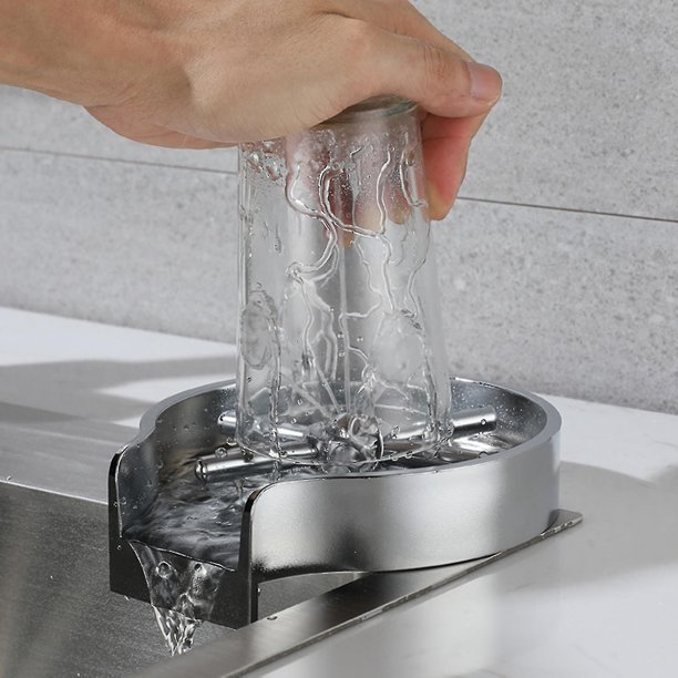 Lavadora automática de vasos de vidrio, barra de enjuague, jarra de vidrio, enjuagador para cerveza, limpiador de café, enjuague de vidrio en aerosol, accesorio para fregadero de cocina kaili Sencillez