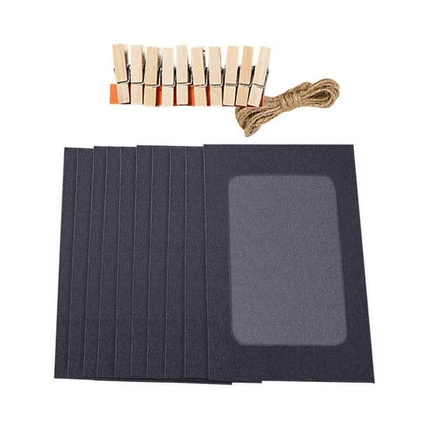 Xihbxyly Juego de Marcos de Fotos Colgantes, Marcos de Papel Kraft para Armar Uno Mismo, Clips de Cuerda con Clips, Decoración Rústica para El Hogar, Exhibición de Pared Personalizada, Perfecto para