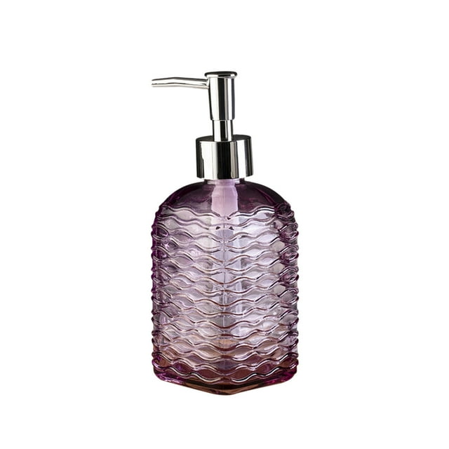 Dispensador de jabón de vidrio con diseño ondulado, capacidad de 350 ml, para jabón de manos, champú, gel de ducha, bomba de presión, contenedor rellenable, para baño y cocina.