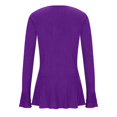 thumbnail image 7 of Women's Mid Sleeve Shirt - Smart Casual Blouse with Elastic Hem & Round Neck, Wrinkle-Resistant Work Tops, Ladies Short Sleeve Office Shirt, Solid Color,Purple - L, 7 of 7