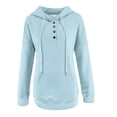 thumbnail image 6 of Ecqkame Hoodies for Women Trendy Loose Casual Solid Color Long Sleeve Pullover Sweatshirt Women's Hoodie Light Blue XL on Clearance, 6 of 7