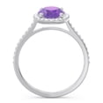 thumbnail image 4 of Diamond-Capitals 2.15 Carat Stunning Oval Cut Amethyst Gemstone & Natural Diamond Bridal Ring for Fiancee 18K White Gold Size 4, 4 of 7