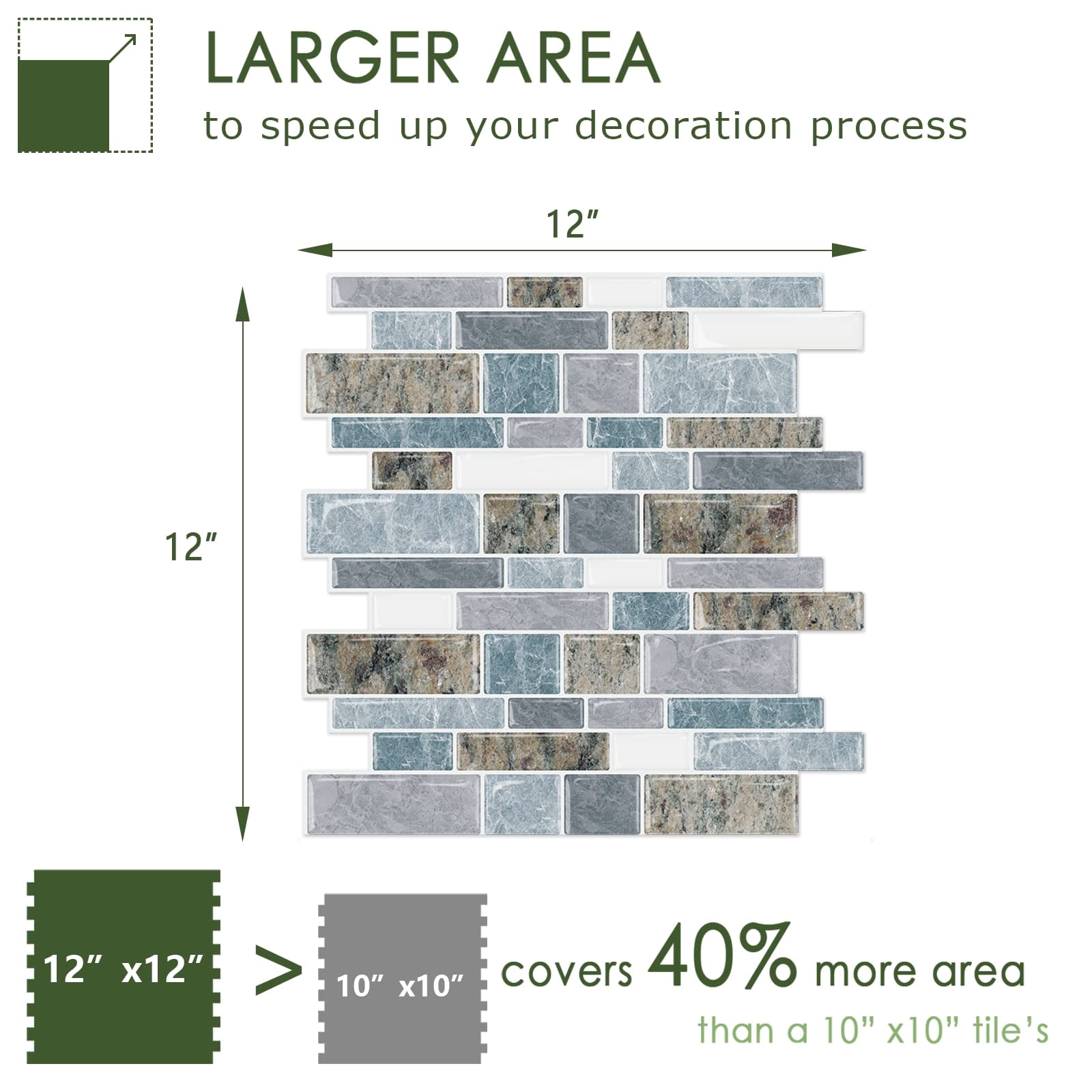 Peel and Stick Backsplash Tiles Light Blue & Brown Granite 10 Count