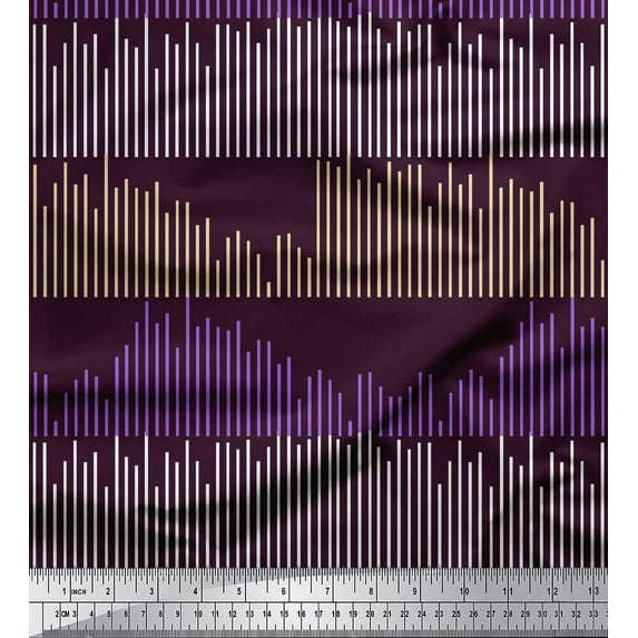 Soimoi Cotton Cambric Fabric Musical Sound Wave Lines Shirting Printed Craft Fabric by The Yard 42 Inch Wide