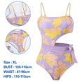 thumbnail image 2 of 1 juego de tirantes de natación graduales de una pieza para mujer, ajustados con estampado vintage y falda cruzada multiusos, 2 of 5