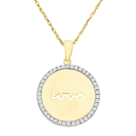 'Love' Pendant Necklace with Diamonds in 10kt Gold
