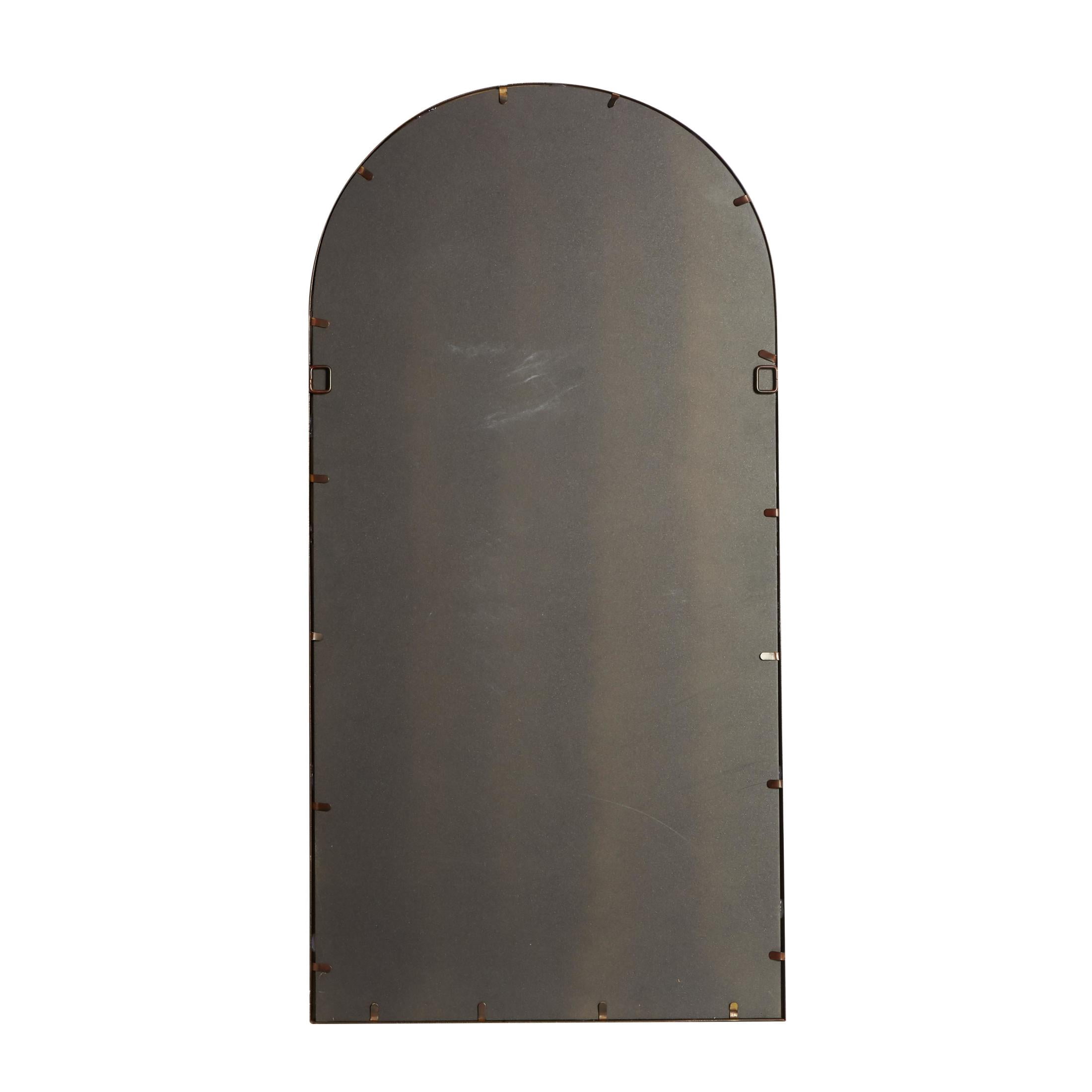 DecMode 24" x 48" Brown Arched Window Pane Wall Mirror