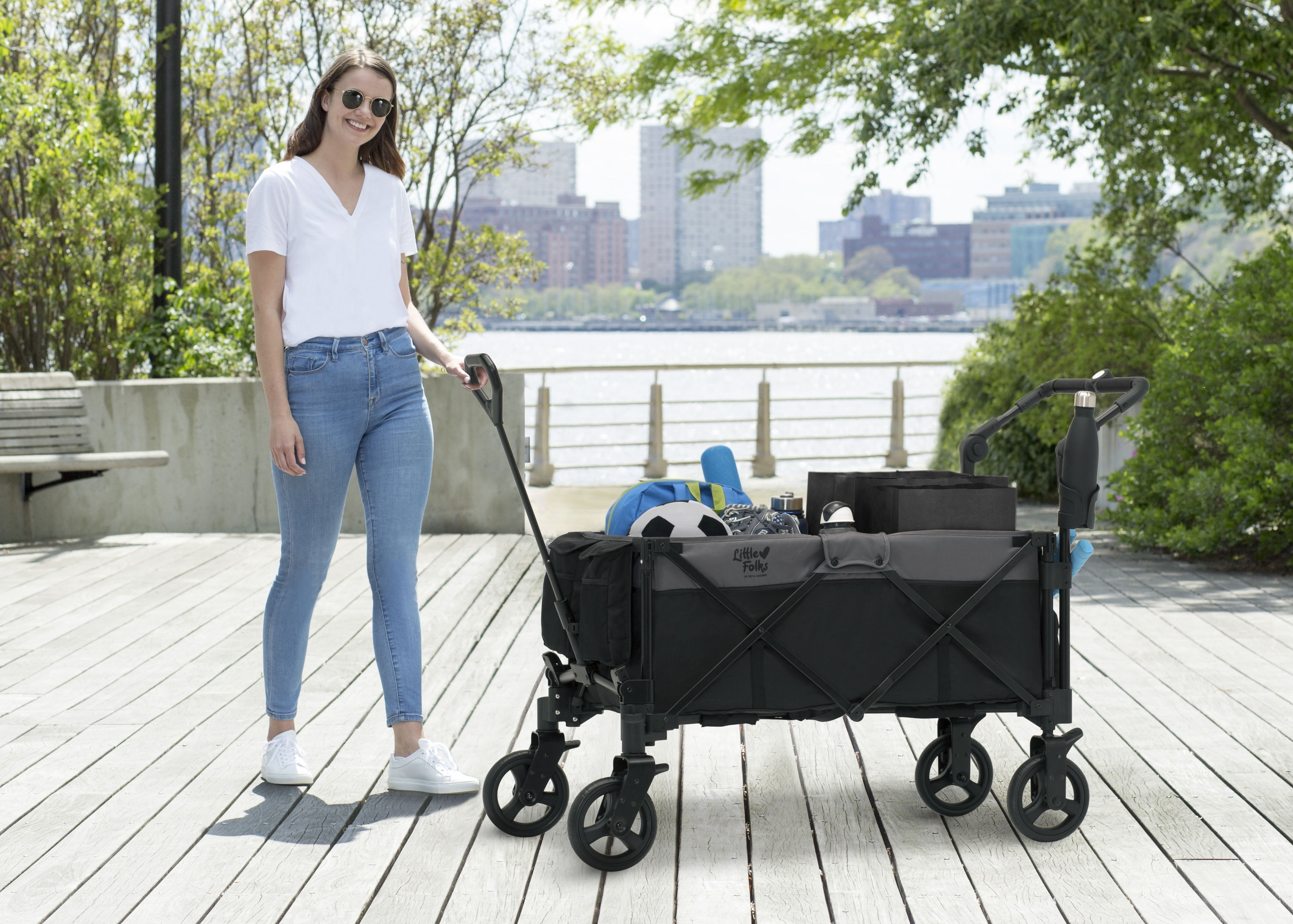 Little Folks by Delta Children City Wagon Cruiser Stroller, Black