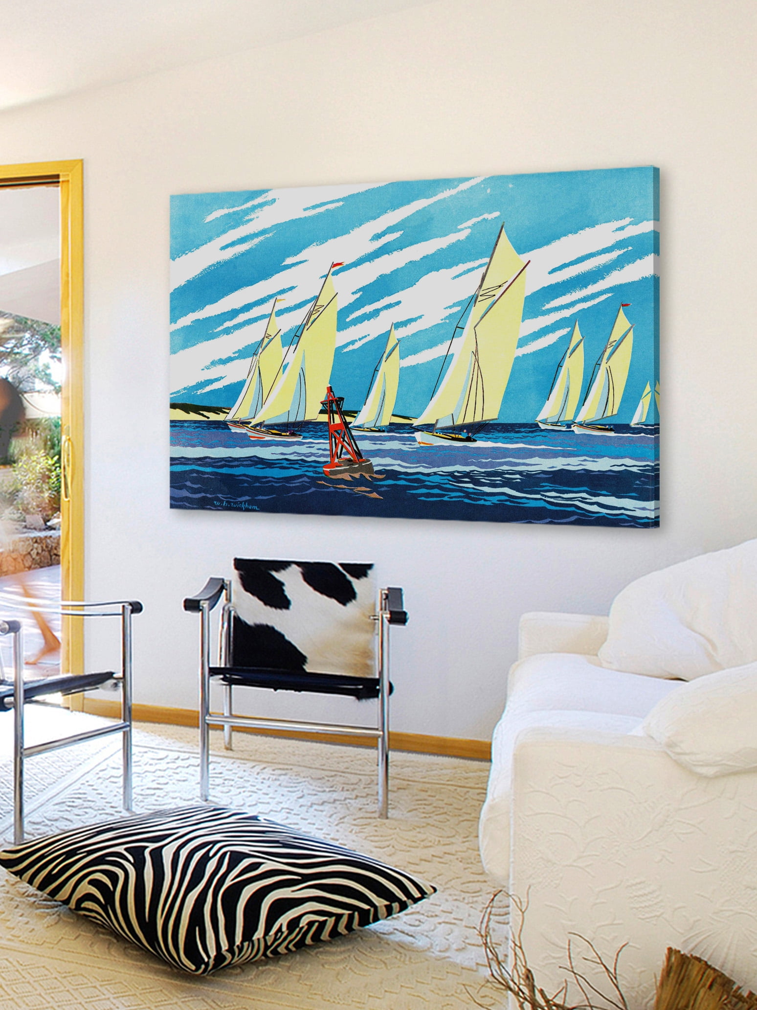 "Yellow Sailboats" Painting Print on Wrapped Canvas