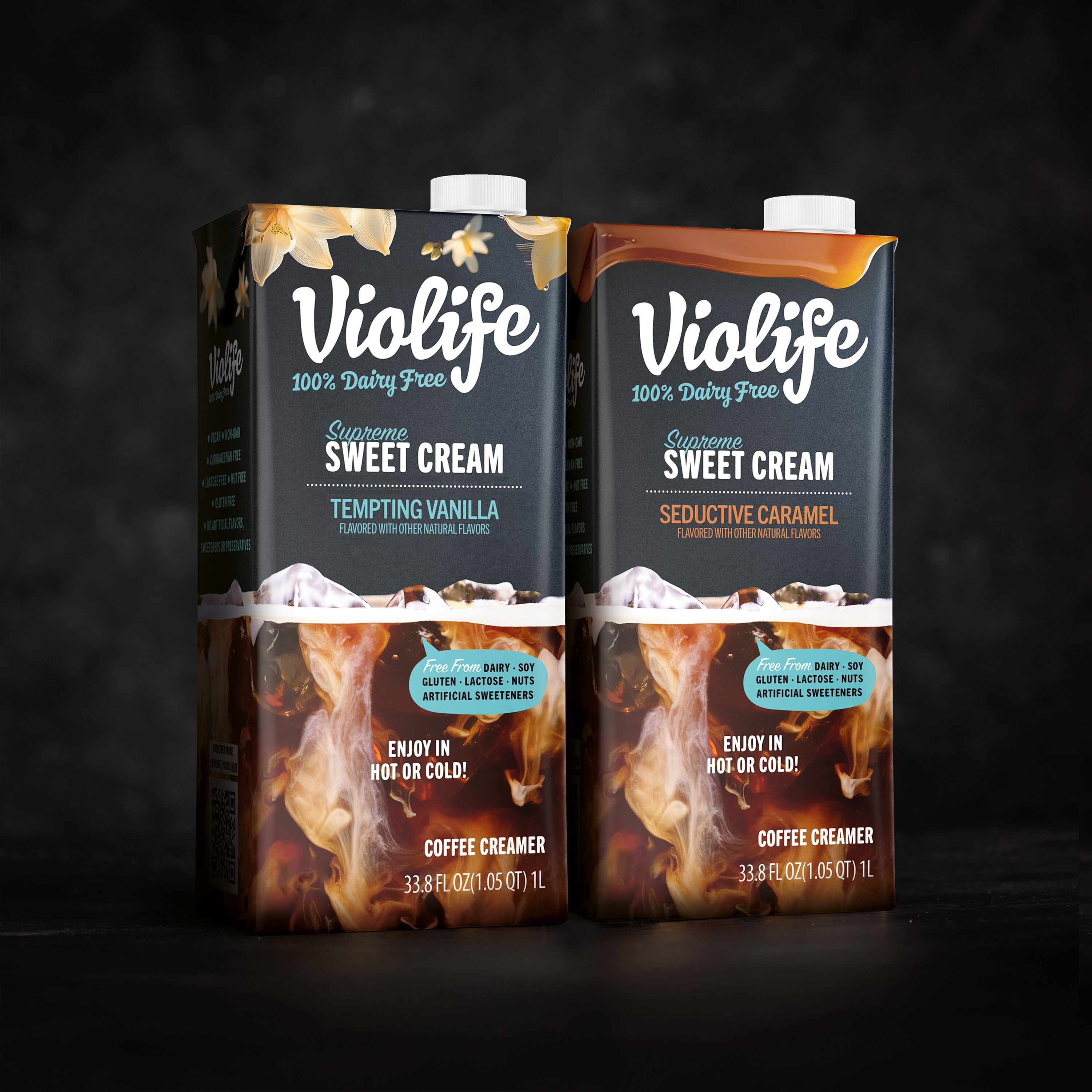 Violife Supreme Sweet Cream Vanilla Coffee Creamer, Dairy-Free, 1L (33.8oz)