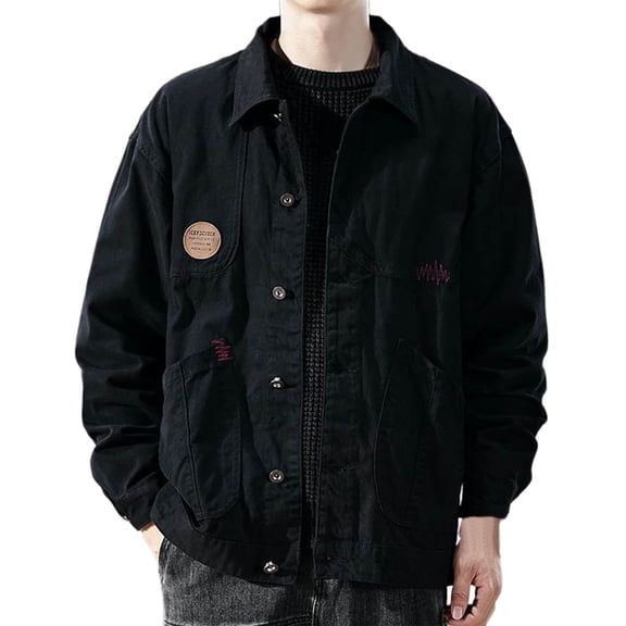 Denim Jacket Men Slim Fit Qiggri Men's Denim Jacket Button Turn-down Collar Jean Outwear Jackets With Pockets