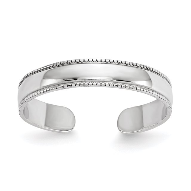Bague d'Orteil Ajustable en Or Blanc 14k Milgrain Ouverte Midi