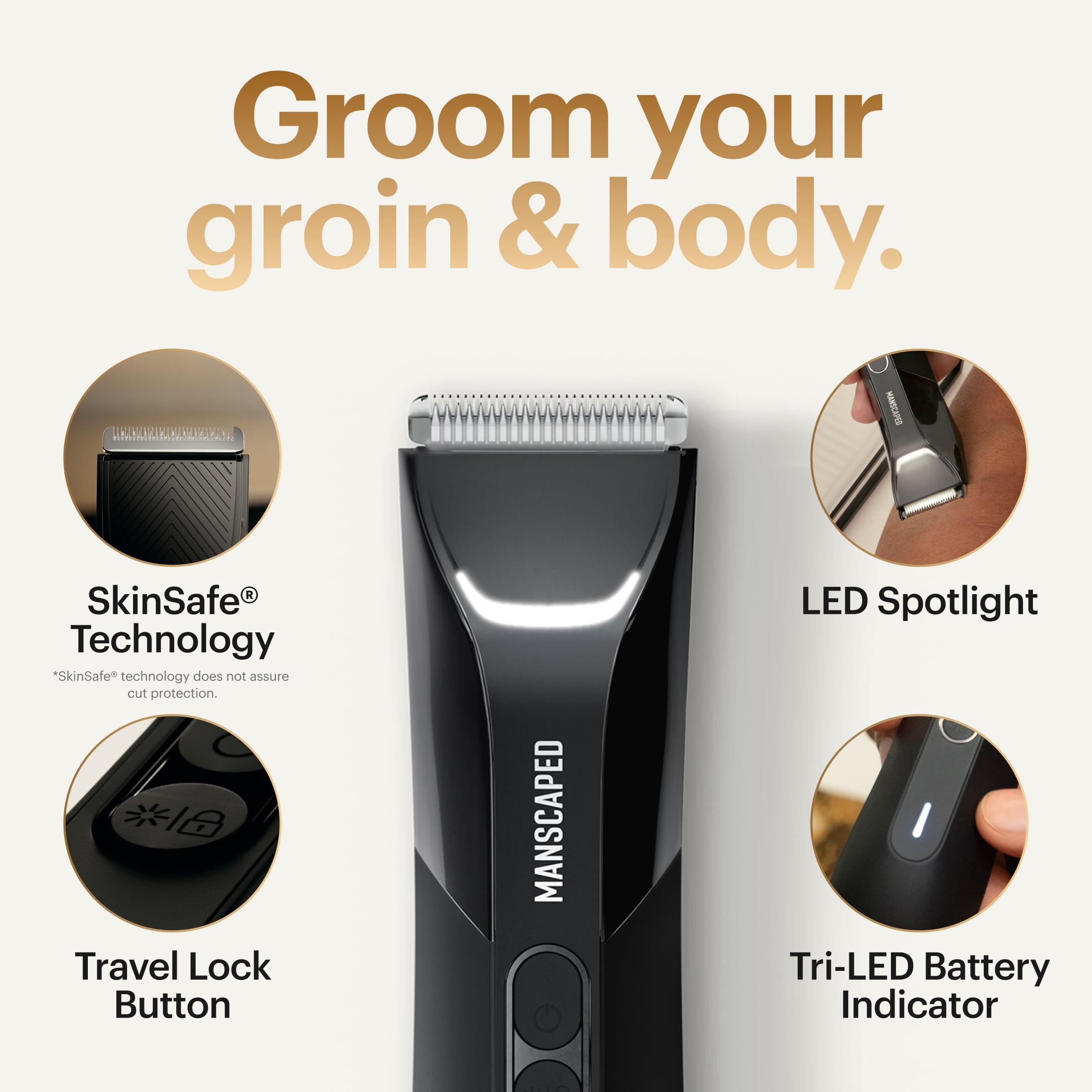 MANSCAPED The Lawn Mower 4.0 Pro Men's Groin and Body Hair Trimmer with SkinSafe Blade, Multipack Quantity 1
