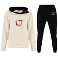 thumbnail image 1 of Gibobby Conjunto de Pantalones para Mujer Conjunto de ropa deportiva con capucha de terciopelo para mujer, sudadera, pantalones largos, ropa de mujer, otoño e(Beige,G), 1 of 2