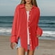 thumbnail image 2 of Camisa informal oversize de color liso para mujer: ligera, transpirable, corte holgado, versátil para el uso diario. Tallas S-XXL., 2 of 8