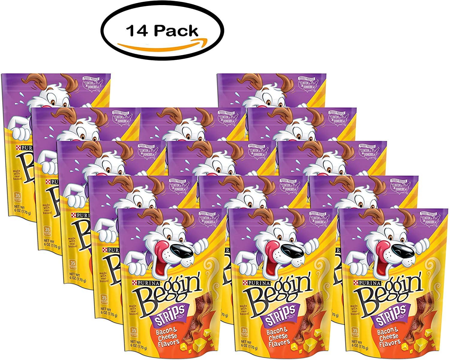 PACK OF 14 Purina Beggin Strips Bacon Cheese Flavors Dog Snacks 6 oz. Pouch