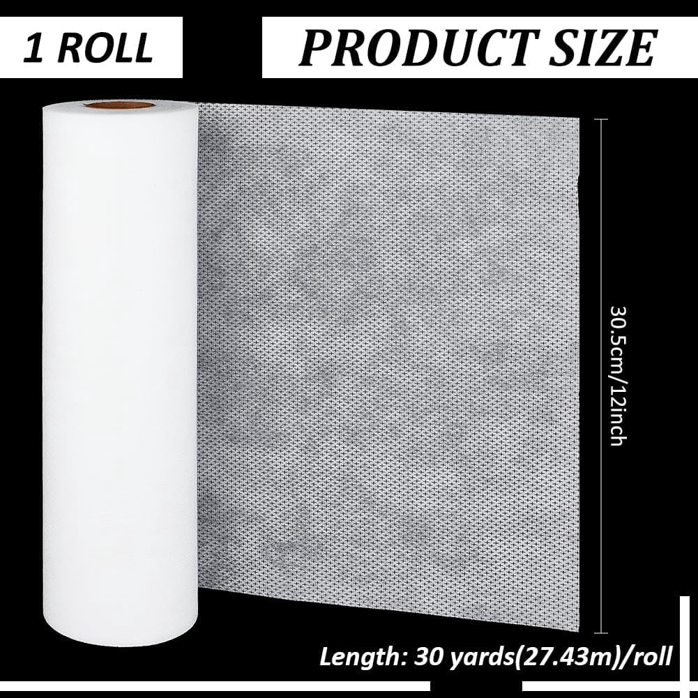30 Yards Black No Show Mesh Fabric 12 Inch Iron on Nylon Fabric Embroidery Stabilizer Backing for Machine Embroidery and Hand Sewing