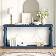 thumbnail image 2 of Euroco Retro Console Table,63" Extra Long Entryway Table with Bottom Shelf and 4 Vase Legs, 2-Tier Narrow Sofa Table Behind the Couch for Entryway, Hallway, Living Room,Navy Blue, 2 of 6