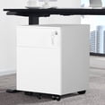 thumbnail image 3 of CLEARANCE! 2 Drawer Mobile File Cabinet with Lock Metal Filing Cabinet for Legal/Letter/A4/F4 Size, Fully Assembled Include Wheels, Home/Office Design，White, 3 of 6