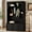 Black, variant on Orenith Farmhouse All-in-One Hall Tree with Adjustable Shelves, Retro Arched Entryway Storage Bench with 3 Cabinets, Wooden Coat Rack Organizer with 4 Golden Hooks for Mudroom, Hallway, Black