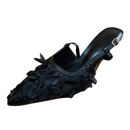 

YanHoo Slingback Flat Lace Pumps for Womens Dress Low Heeled Sandals Cap Toe Dress Flats Slide Ankle Strap Shoes Sexy Stiletto Fashion Formal Casual Wear